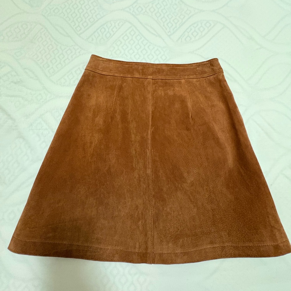 Anthropologie Tan Button-Front Mini Skirt - Picture 2 of 3